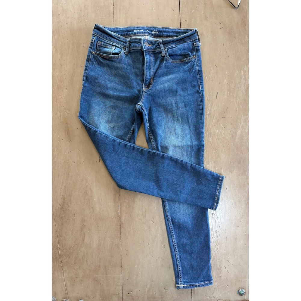 Old Navy Rockstar Super Skinny Jeans Mid Rise Medium Wash Blue Size 8 Short